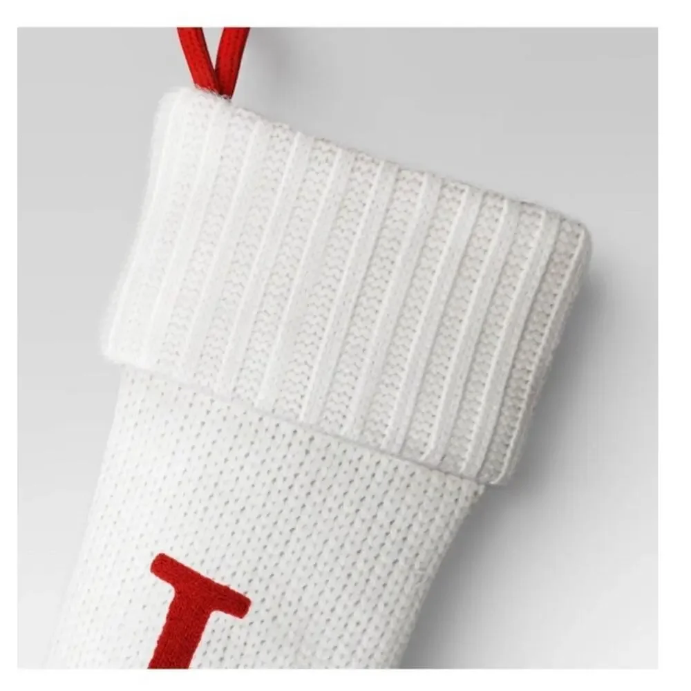 Knit Monogram Christmas Stocking White L - Wondershop